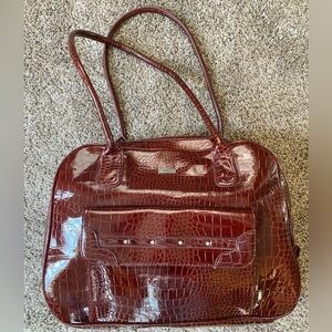 Totes Burgundy Crocodile-Embossed Tote Bag